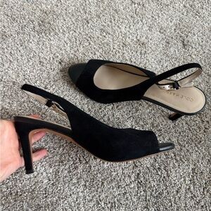 Cole Haan Black Suede Slingback Heels